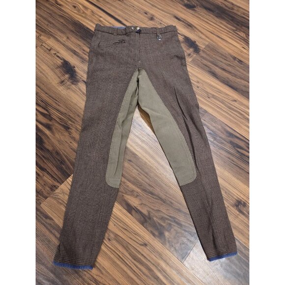 Equilibre Full Seat Riding Breeches Plaid Suede Patch IT 46 US 30 Equestrian - Picture 2 of 13